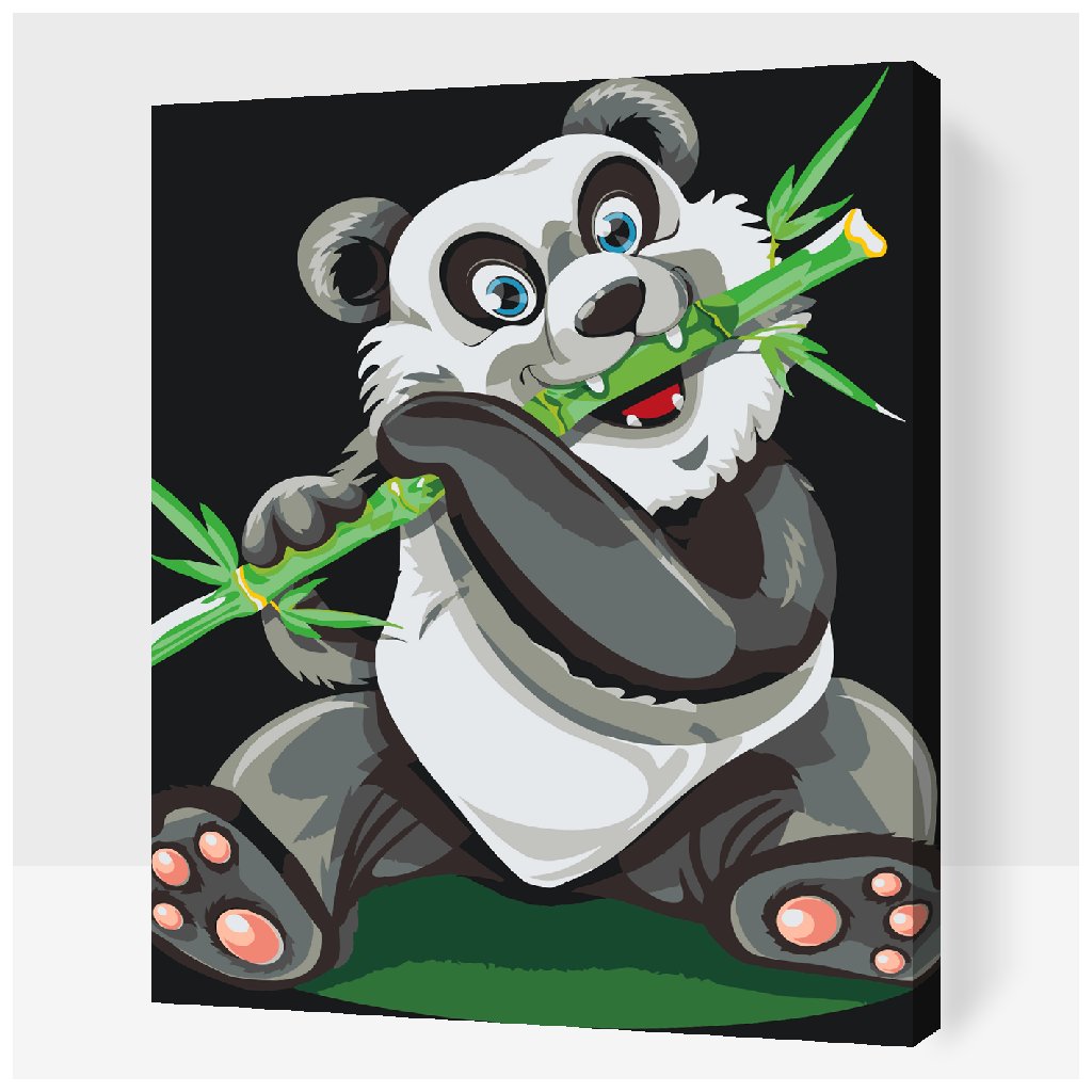 Pictură pe numere - Urs panda cu bambus