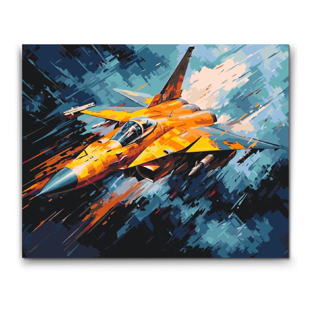 M2_Picturi_pe_numere_-_Avion_de_vânătoare_galben