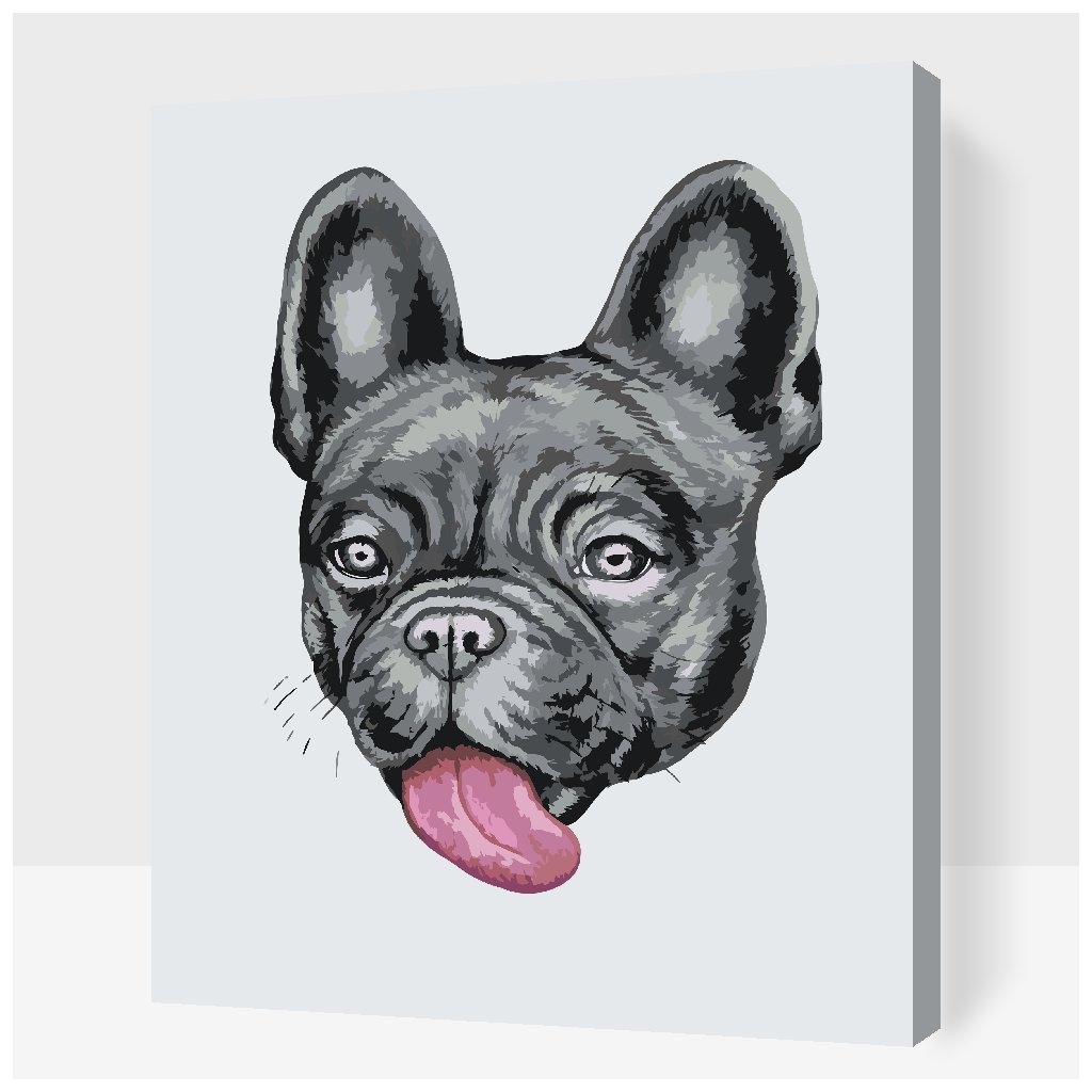 Pictură pe numere - Bulldog cu limba scoasă