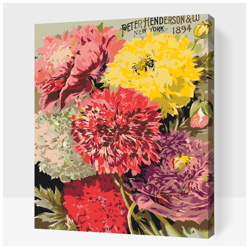 Pictură pe numere - Flori colorate retro