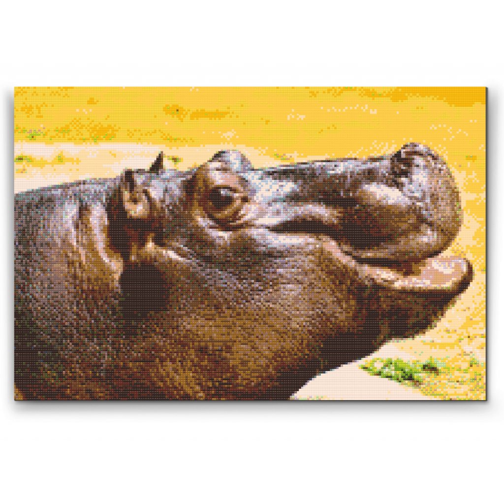 Goblen cu diamante - Safari cu hipopotam