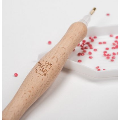 Stilou din lemn pentru aplicare diamante cu 2 capete