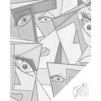 Pictură cu puncte - Chipuri abstracte 2