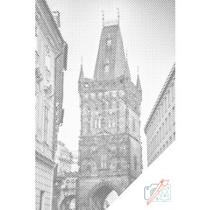 Pictură cu puncte - Turnul Pulberăriei din Praga