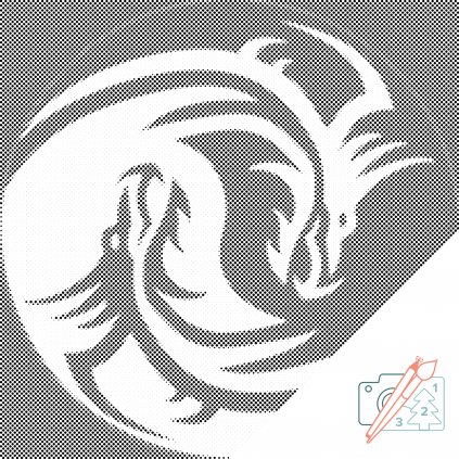 Pictură cu puncte - Dragon yin și yang
