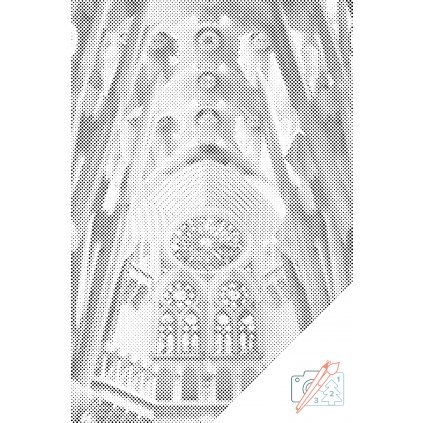 Pictură cu puncte - Vedere din interiorul Catedralei Sagrada Familia