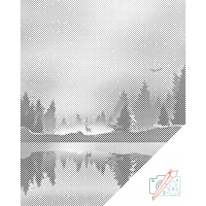 Pictură cu puncte - Peisaj de iarnă 2