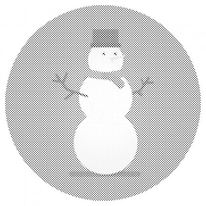 Pictură cu puncte - Om de zăpadă abandonat