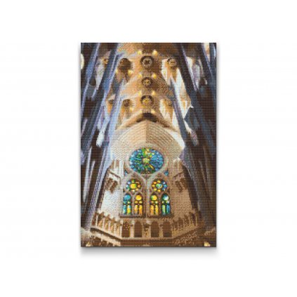 Goblen cu diamante - Vedere din interiorul Catedralei Sagrada Familia
