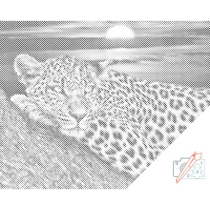 Pictură cu puncte - Leopard la apus