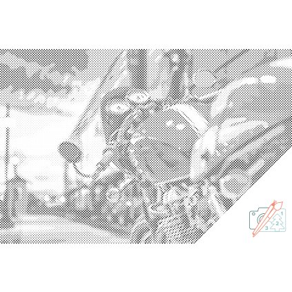 Pictură cu puncte - Motocicletă strălucitoare