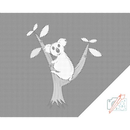 Pictură cu puncte - Koala în copac