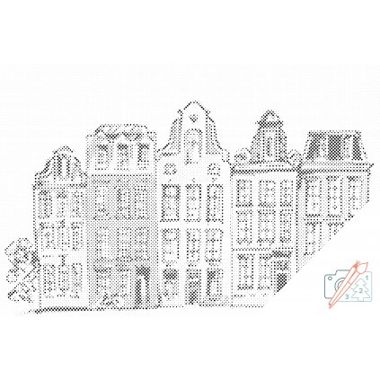 Pictură cu puncte - Case în Amsterdam