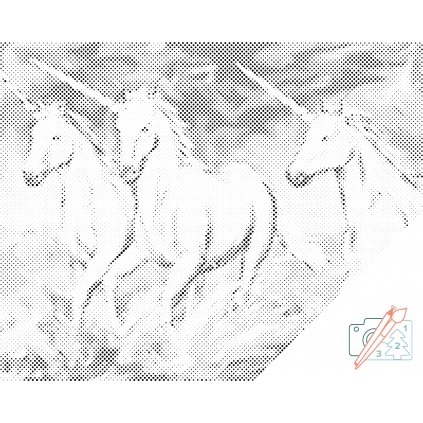 Pictură cu puncte - Unicorni