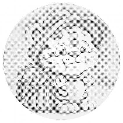 Pictură cu puncte - Tigru drăguț cu ghiozdan