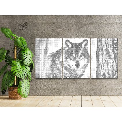 Pictură cu puncte - Lupul prădător (set de 3)
