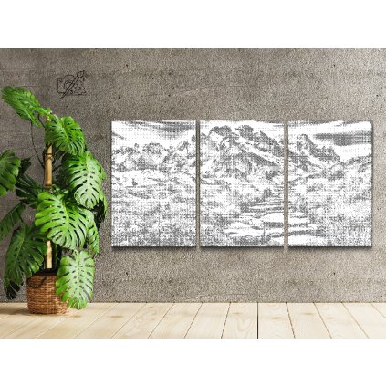Pictură cu puncte - Peisaj de munte (set de 3)