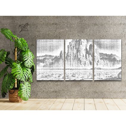Pictură cu puncte - Formațiuni stâncoase în deșert (set de 3)