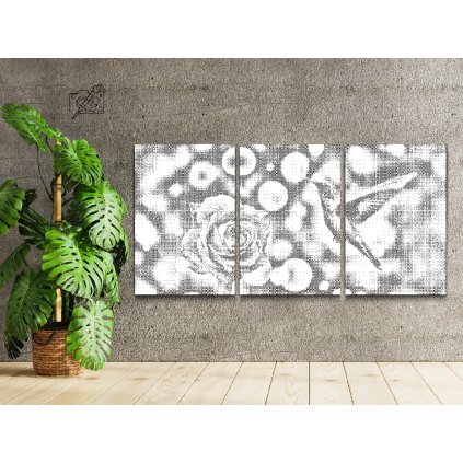 Pictură cu puncte - Colibri cu trandafir (set de 3)