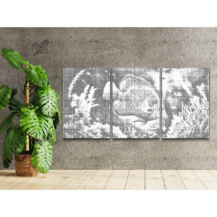 Pictură cu puncte - Pește în acvariu (set de 3)