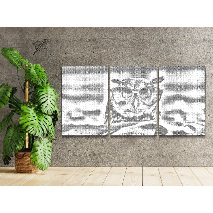 Pictură cu puncte - Bufniță pe plajă (set de 3)