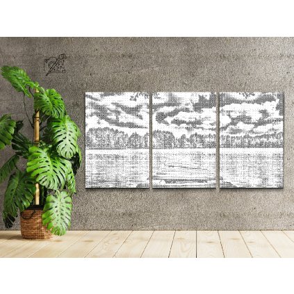 Pictură cu puncte - Ponton cu panoramă (set de 3)