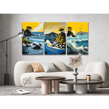 Picturi pe numere - Valurile oceanului (set de 3)