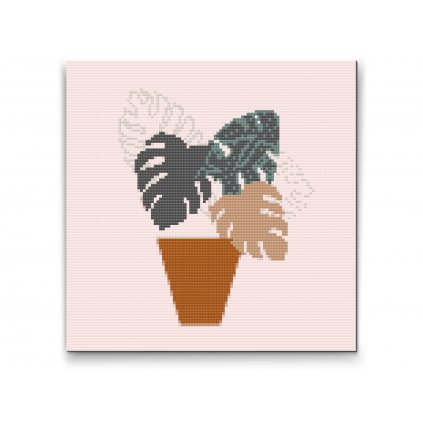 Goblen cu diamante - Monstera boho