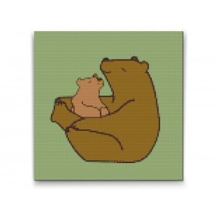 Goblen cu diamante - Mama urs cu puiul urs