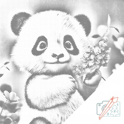 Pictură cu puncte - Panda drăgălaș