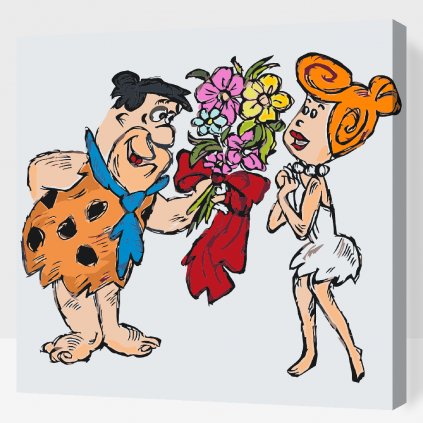 Pictură pe numere - Familia Flintstone