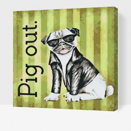Pictură pe numere - Mops cu ochelari