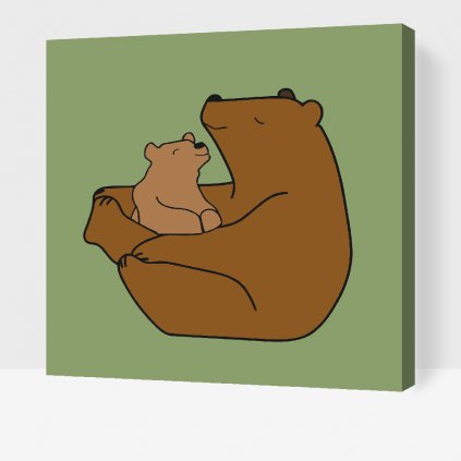 Pictură pe numere - Mama urs cu puiul urs