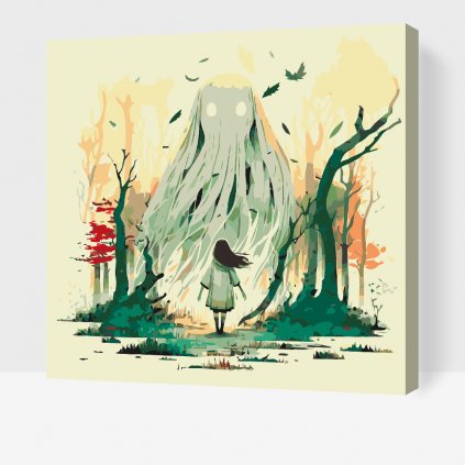 Pictură pe numere - Fata și monstrul pădurii