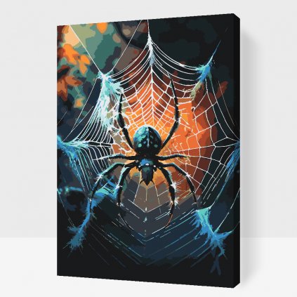 Pictură pe numere - Păianjen într-o pânză de păianjen