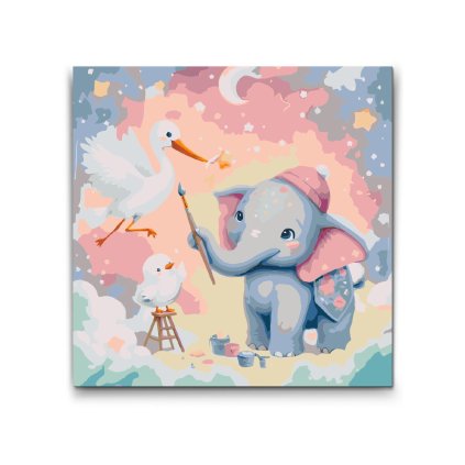 M2_Picturi_pe_numere_-_Pictură_pe_nori_-_elefant