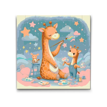 M2_Picturi_pe_numere_-_Pictură_pe_nori_-_girafe