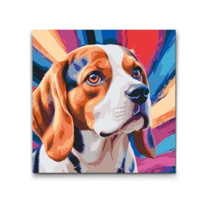 M2_Picturi_pe_numere_-_Beagle_în_nuanțe_de_roșu_și_albastru