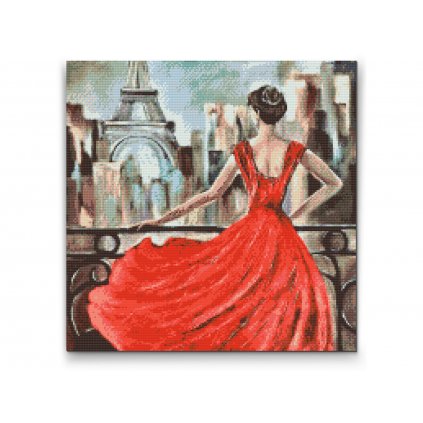Goblen cu diamante - Femeie îmbrăcată în roșu