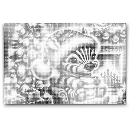 M2_Pictură_cu_puncte_-_Zebra_de_Crăciun_și_o_ceașcă_de_cafea