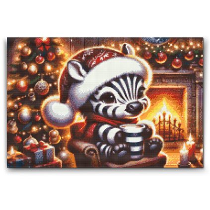M2_Goblenuri_cu_diamante_-_Zebra_de_Crăciun_și_o_ceașcă_de_cafea