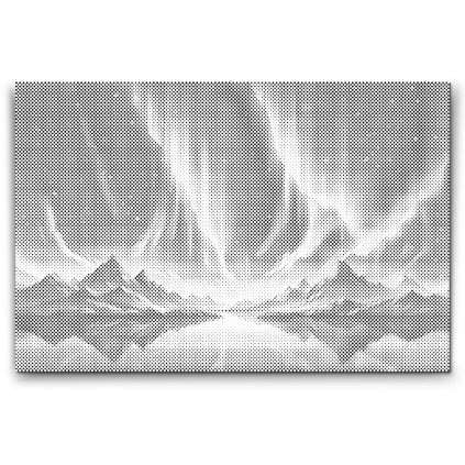 M2_Pictură_cu_puncte_-_Aurora_boreală_peste_munți