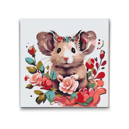 M2_Picturi_pe_numere_-_Hamster_înconjurat_de_flori