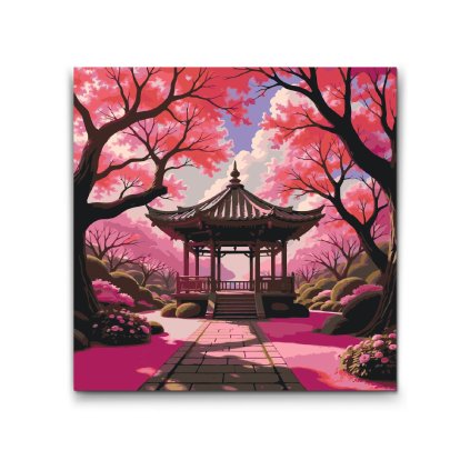 M2_Picturi_pe_numere_-_Sakura_înflorită_cu_foișor