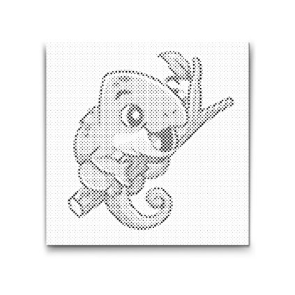 M2_Pictură_cu_puncte_-_Cameleon_pe_o_ramură