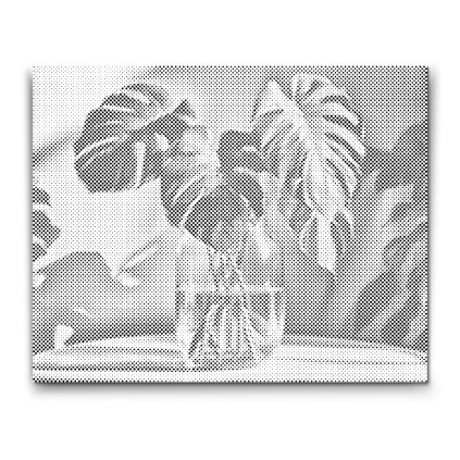 M2_Pictură_cu_puncte_-_Monstera_într-o_vază
