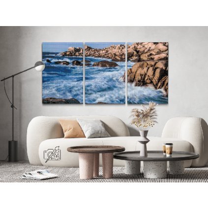 Goblen cu diamante - Coastă stâncoasă (set de 3)