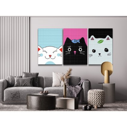 Goblen cu diamante - Trei pisicu?e jucău?e (set de 3)