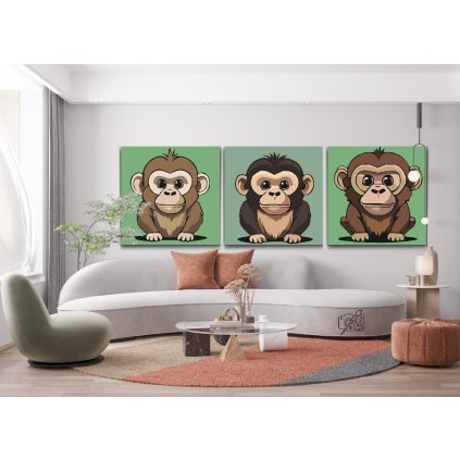 Picturi pe numere - Maimu?e (set de 3)
