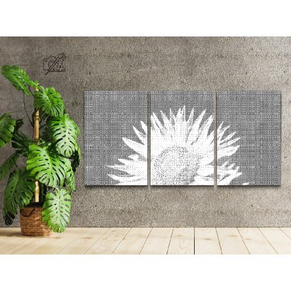 Pictură cu puncte - Cer albastru cu floarea soarelui (set de 3)